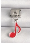 316L Çelik Gümüş Renk Kırmızı Müzik Nota Model Nomination Charm