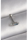 316L Çelik Gümüş Renk Mavi Zirkon Taşlı Tragus Piercing