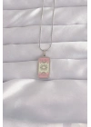 316L Çelik Gümüş Renk Pembe Mineli Ay Figür Tarot Kolye