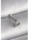 316L Çelik Gümüş Renk Üçgen Zirkon Taşlı Tragus Piercing