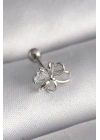 316L Çelik Gümüş Renk Zirkon Taş Detay Kurdele Model Tragus Piercing