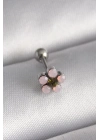 316L Çelik Gümüş Renk Zirkon Taşlı Çiçek Tragus Piercing
