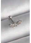 316L Çelik Gümüş Renk Zirkon Taşlı Çiçek Tragus Piercing