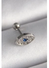 316L Çelik Gümüş Renk Zirkon Taşlı Göz Tragus Piercing