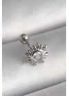 316L Çelik Gümüş Renk Zirkon Taşlı Güneş Tragus Piercing