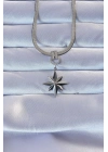 ® 316L Çelik Gümüş Renk Zirkon Taşlı İtalyan Zincirli Kutup Yıldızı Kolye