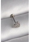 316L Çelik Gümüş Renk Zirkon Taşlı Kalp Model Tragus Piercing
