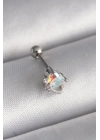 316L Çelik Gümüş Renk Zirkon Taşlı Kalp Tragus Piercing