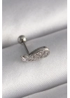 316L Çelik Gümüş Renk Zirkon Taşlı Kanat Tragus Piercing