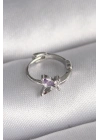 316L Çelik Gümüş Renk Zirkon Taşlı Kelebek Model Tragus Piercing