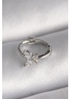 316L Çelik Gümüş Renk Zirkon Taşlı Kelebek Model Tragus Piercing