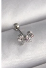 316L Çelik Gümüş Renk Zirkon Taşlı Kurdele Tragus Piercing