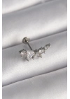 316L Çelik Gümüş Renk Zirkon Taşlı Tragus Piercing