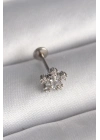 316L Çelik Gümüş Renk Zirkon Taşlı Yıldız Model Tragus Piercing