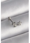316L Çelik Gümüş Renk Zirkon Taşlı Yıldız Tragus Piercing