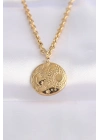 ® 316L Çelik Zincir Altın Renk Oval Desenli Kolye