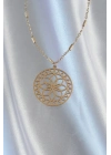 316L Çelik Zincir Gold Renk Lotus Model Kolye