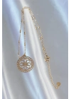 316L Çelik Zincir Gold Renk Lotus Model Kolye
