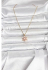 316L Çelik Zincir Gold Renk Pembe Lotus Model Kadın Kolye