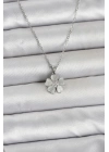316L Çelik Zincir Gümüş Renk Yonca Model Kadın Kolye