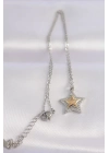 ® 316L Çelik Zincir Gümüş Renk Zirkon Taşlı Tasarım Altın Renk Yıldız Kolye