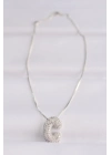 ® 316L Çelik Zincirli Zirkon Taşlı C Harfli Silver Renk Bubble Kolye