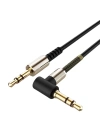 ®   3.5mm AUX Kablosu Jak Erkek Erkek L Tipi 1 Metre Ses Aktarım Kablosu