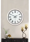 ® 36 cm Beyaz Metal Roma Rakamlı Duvar Saati