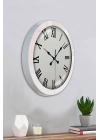 ® 36 cm Beyaz Metal Roma Rakamlı Duvar Saati