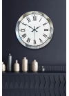 ® 36 cm Krom Metal Roma Rakamli Duvar Saati