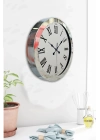 ® 36 cm Krom Metal Roma Rakamli Duvar Saati