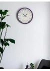 ® 36 Cm Mor 24 Saat Göstergeli Özel Tasarım Duvar Saati