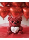 ® 3D Baskı Kalpli Ayıcık 10cm Romantik Masaüstü Dekor