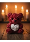 ® 3D Kalp Ayıcık 10 cm Gül Detaylı Dekoratif Hediye Obje