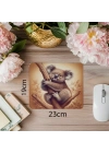 3D Yumuşak Işıklarla Çizilmiş Koala Tasarımı - 19x23 cm 2 mm Dikdörtgen İthal Baskılı Mouse Pad