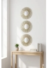 ® 3’lü Gold Güneş Desenli Duvar Aynası Seti 27 cm | Dekoratif Yuvarlak Ayna