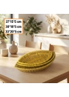 ®  3’lü Kayık Formlu Plastik Rattan Sepet Seti–Hasır Görünümlü Ekmek, Meyve ve Sunum Sepetleri, Çok Amaçlı Masaüstü Organizer