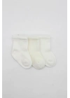 3lü Penye Soket Çorap 10132 Ekru