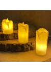 ®  3’lü Pilli Dekoratif LED Mum Işıkları – Gerçek Alev Efektli