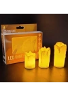 ®  3’lü Pilli Dekoratif LED Mum Işıkları – Gerçek Alev Efektli