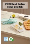 3’lü Set 12 Hazneli Bas Çıkar Buzluk & Buz Kabı