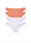 4 adet Eko Set Likralı Kadın Slip Külot Pudra Beyaz