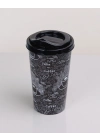 4 Adet Kahve Bardağı - Kapaklı Desenli 400ml