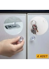 4 Adet Kristal Tasarımlı Çok Amaçlı Yapışkanlı Tutacak Buton