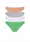 4 adet Süper Eko Set Likralı Kadın Slip Külot Ten Gri Beyaz Yeşil