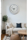 ® 40 cm Beyaz Metal Retro Duvar Saati