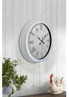 ® 40 cm Beyaz Metal Retro Duvar Saati