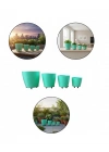 ® 4’lü 3D Ayaklı Yeşil Saksı Seti Dekoratif Modern Tasarım