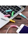 4lü Apple, Android Şaj Kablosu Koruyucu Silikon Spiral Yay Aparat