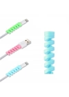 4lü Apple, Android Şaj Kablosu Koruyucu Silikon Spiral Yay Aparat